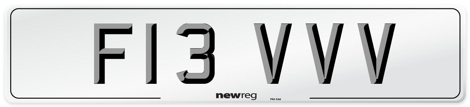 F13 VVV Number Plate from New Reg